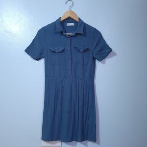 Urban Outfitters Womens Blue Collared Short Sleeve Mini Shirt Dress Small / Med